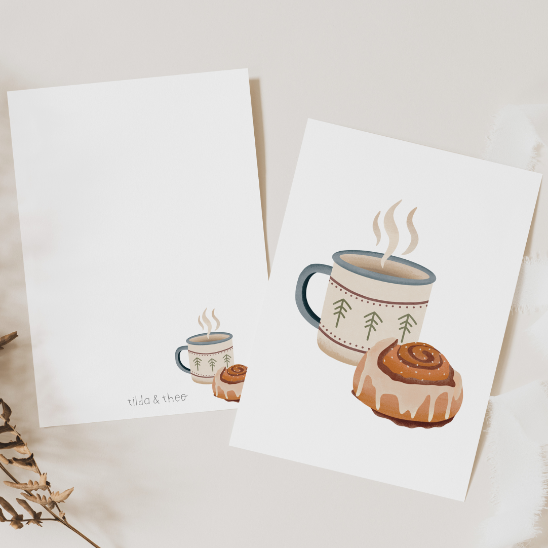Tilda&Theo - Wholesale Postcard - Postcard Camping Mug & Cinnamon Roll Norway Greeting Card1