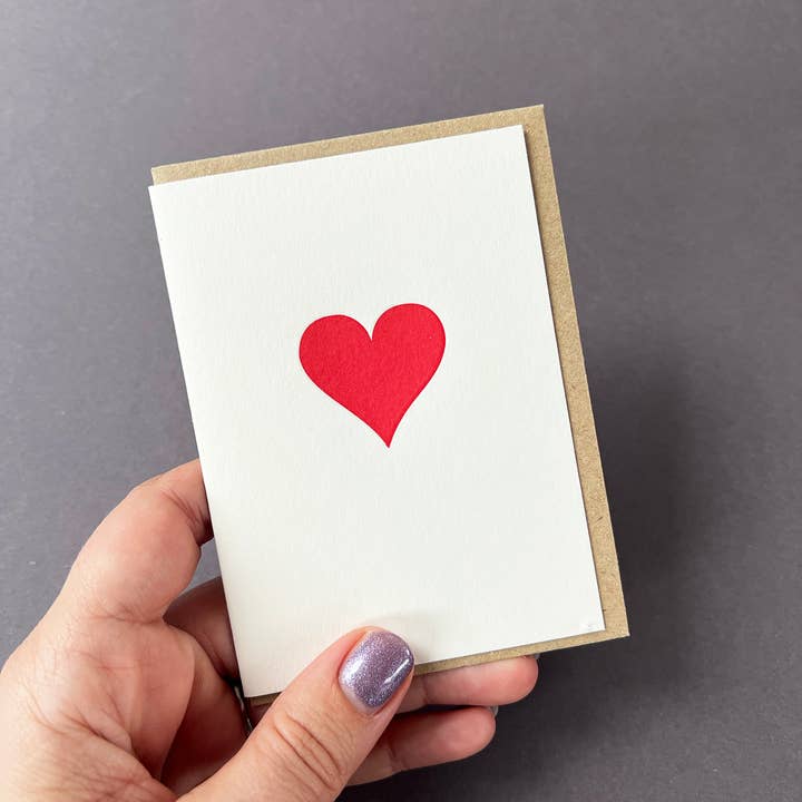 Penguin Ink - Wholesale Love card - Red Heart Letterpress Card | Heart Notecard | Love Card1
