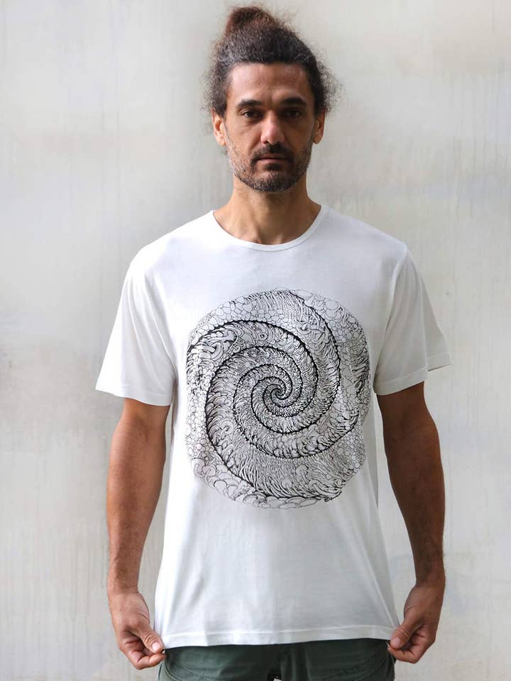 Spiral White Men's Tee Shirt for wholesale by Shovava