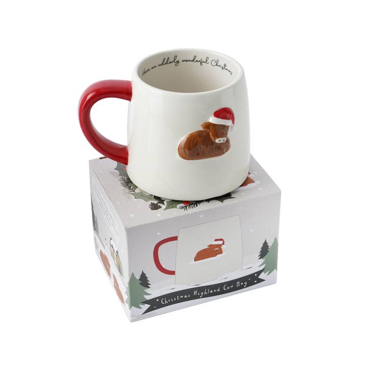 CGB Giftware - Wholesale Coffee/Tea Cup - Bramble Farm Christmas Highland Cow Mug In Gift Box