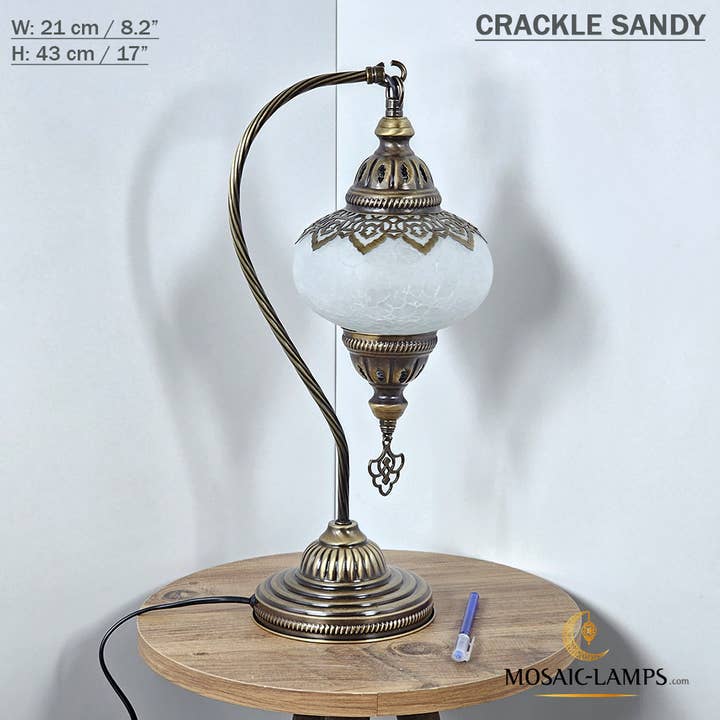 Mosaic Lamps - Vente Lampes d'appoint/de bureau - Lampe de table en verre clair à col de cygne, 8 modèles différents - Ottoman Gooseneck6