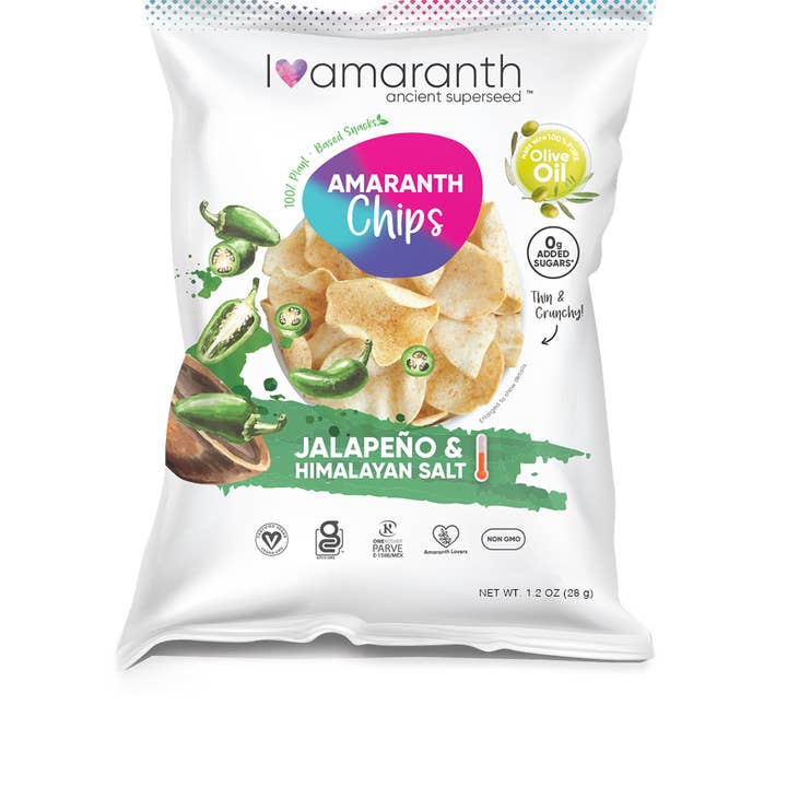 Amaranth Chips: Jalapeño + Himalayan Salt (1oz) for wholesale by I amaranth