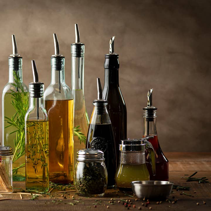TableCraft Products Company - Wholesale Oil/Vinegar Dispenser - 17 oz Dark Green Glass Bottle with Pourer