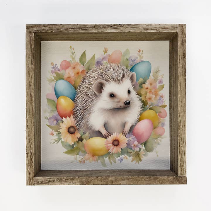 Easter Egg Hedgehog - Springtime Hedgehog Canvas Art for wholesale by Hangout Home