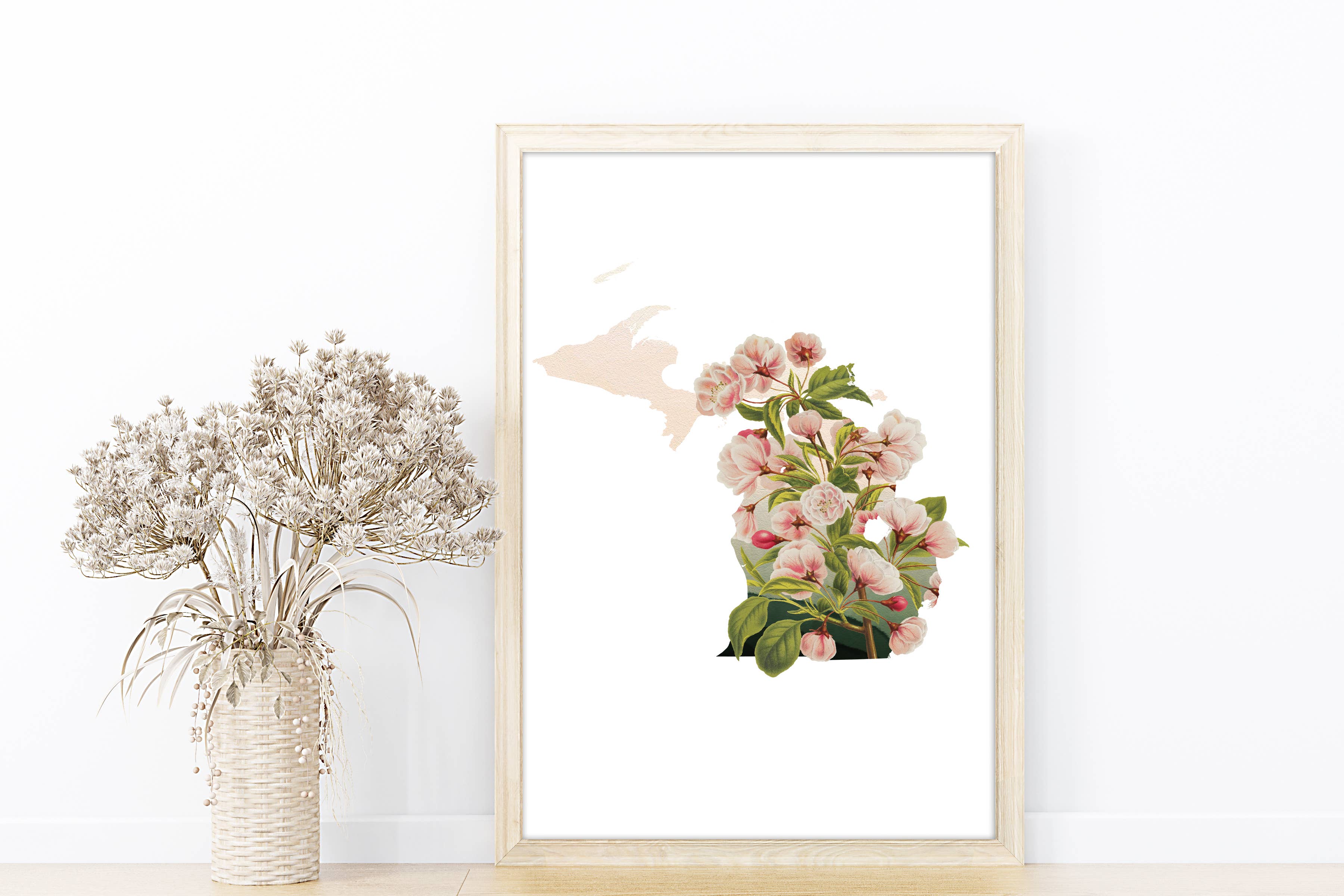 Paperfinch Design – Großhandel Kunstdruck – Kunstdruck Michigan Apfelblüte | Serie der Staatsblumen2