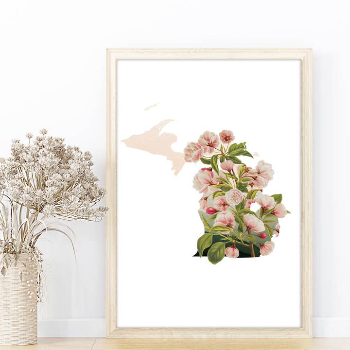 Paperfinch Design - Vendita all'ingrosso Stampa artistica - Stampa d'arte del fiore di melo del Michigan | serie di fiori statali2