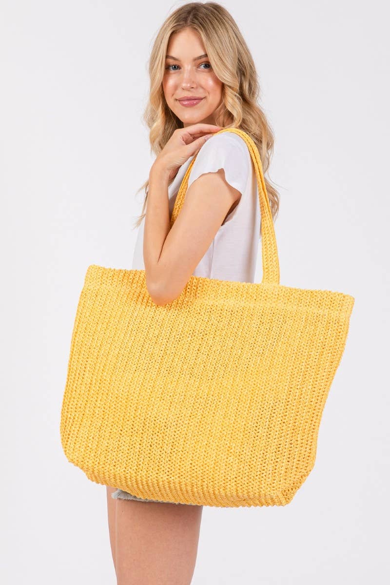 Collections by Fame Accessories - Wholesale Tote Bag - Women's - Large Crochet Straw Tote Bag10