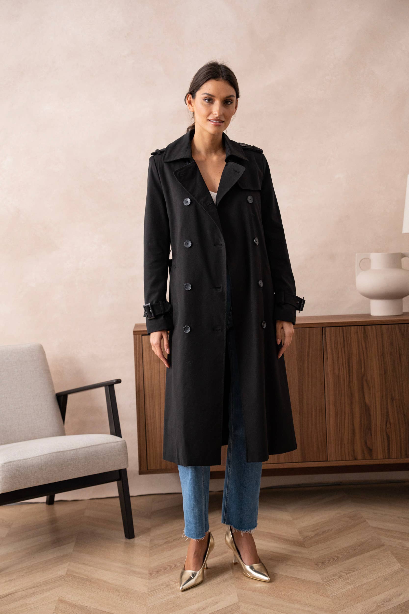 Attentif Paris - Wholesale Trench Coat - Women's - Long trench coat with cotton belt1