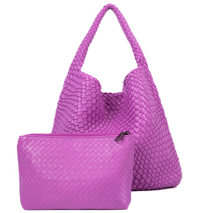 PEACH ACCESSORIES - Wholesale Top Handle Bag - Women's - Weave Two in One Handbags B1683