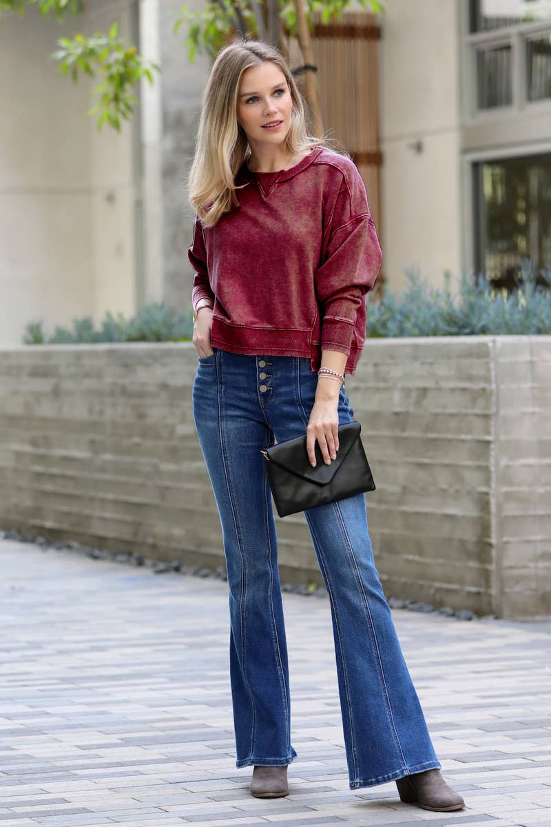 42POPS – Großhandel Sweatshirt – Damen – , French Terry Gewaschene Crop Pullover Kollektion4