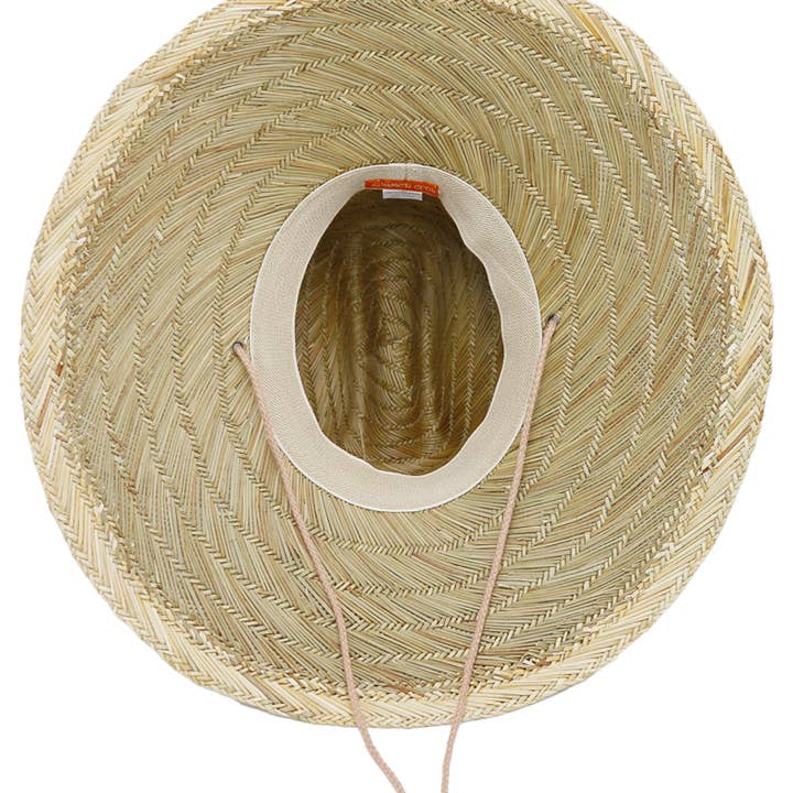 Natural Wide Dome Brim Rush Straw Woven Lifeguard Hat for wholesale on Faire6