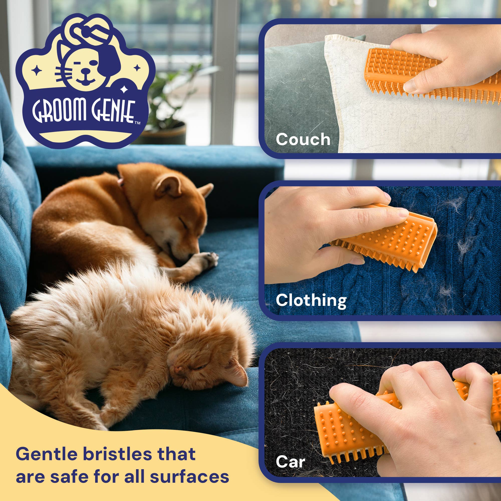 Groom Genie - Vente Brosse – chat et chien - Magic Pet Block - Brosse magique pour poils d’animaux6