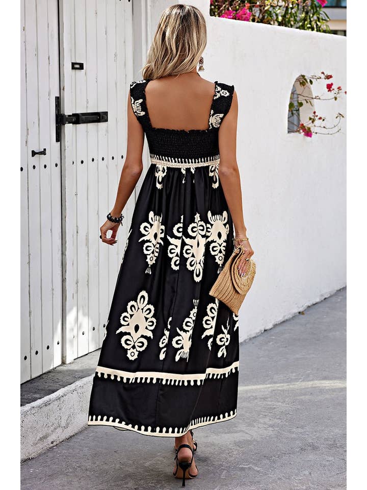 Elings - Wholesale Dress - Women's - Ruched Square Neck Sleeveless High Waist Dress9