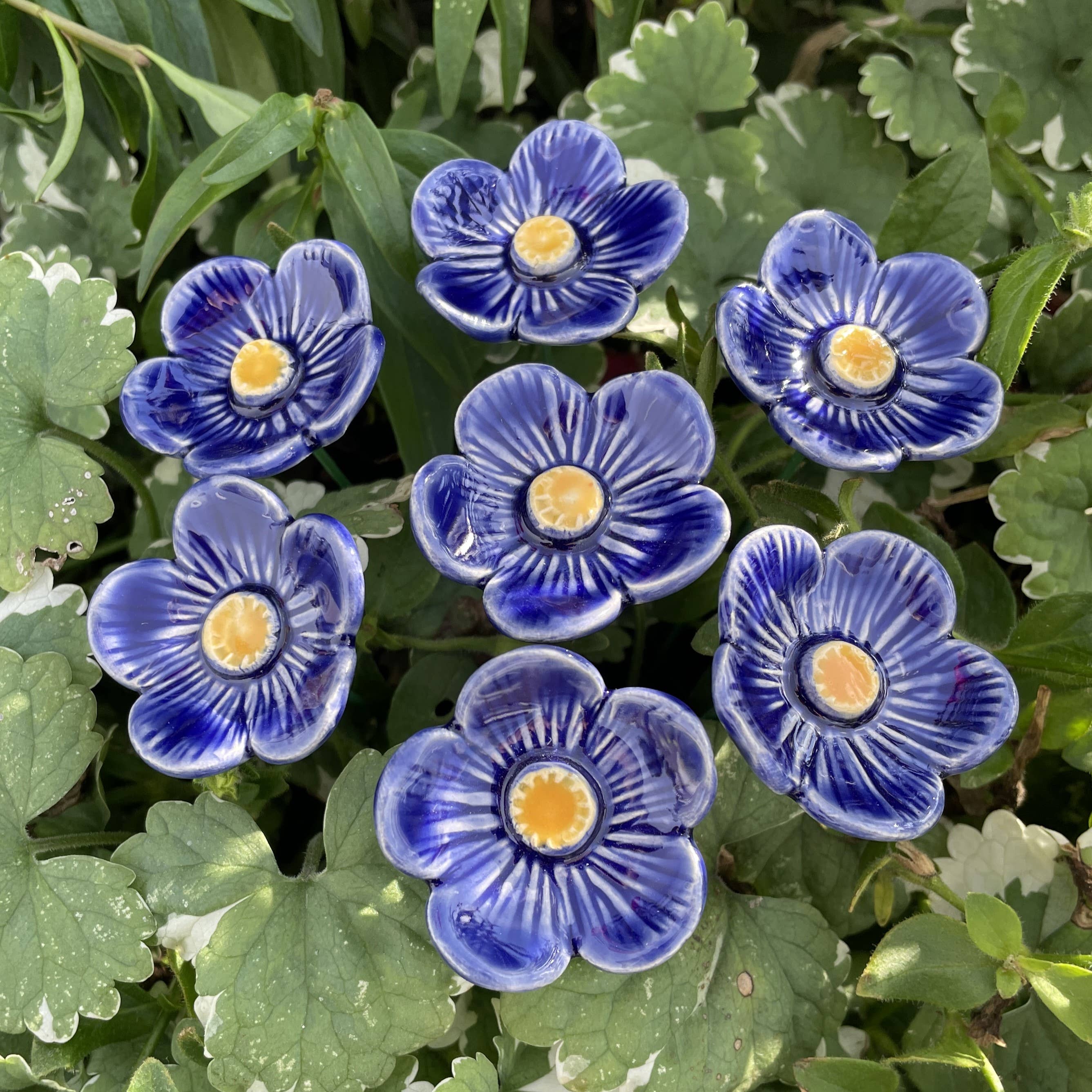 Pannonhem AB. - Wholesale Garden/Lawn Stake - Ceramic Dark Blue Plum blossoms,Plant stake4