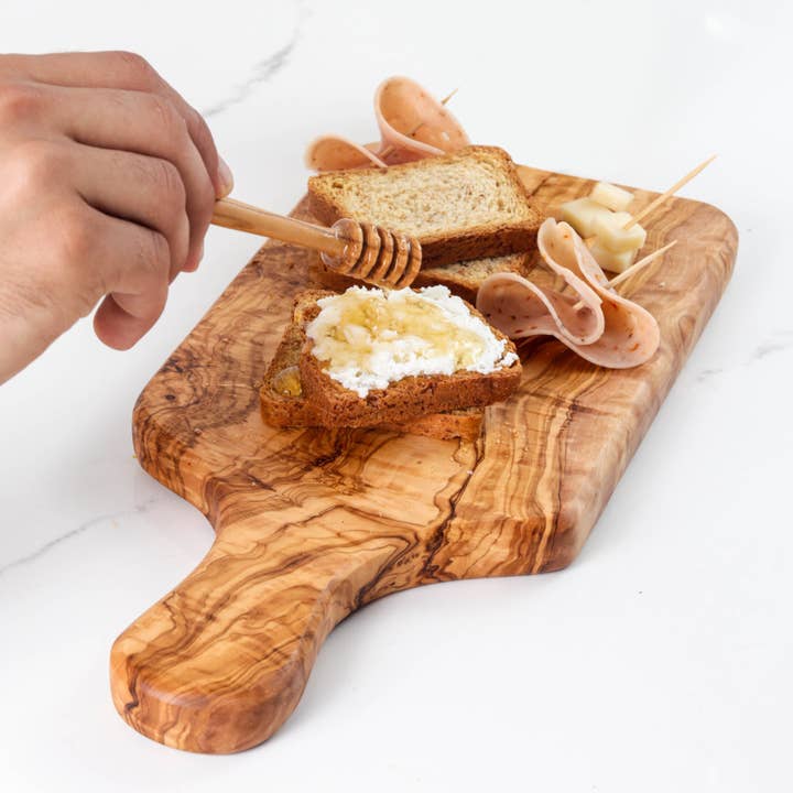 ArtisRaw Olive Wood - Wholesale Cutting Board - Rectangular Cutting Board with integrated circular handles5