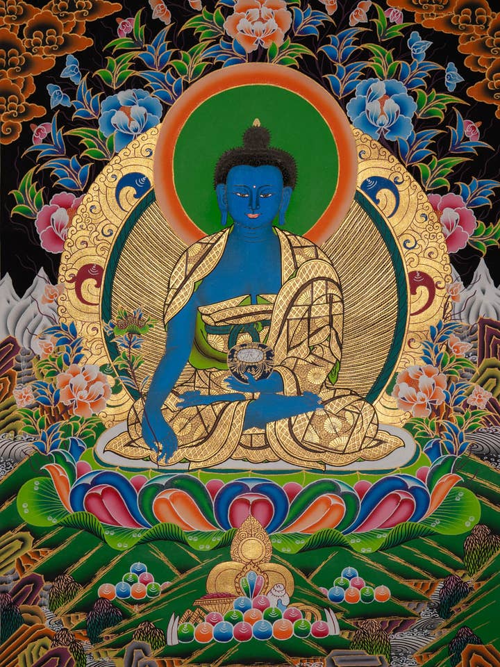 Handgeschilderde Tibetaanse Shakyamuni Boeddha voor wholesale door Lucky Thanka