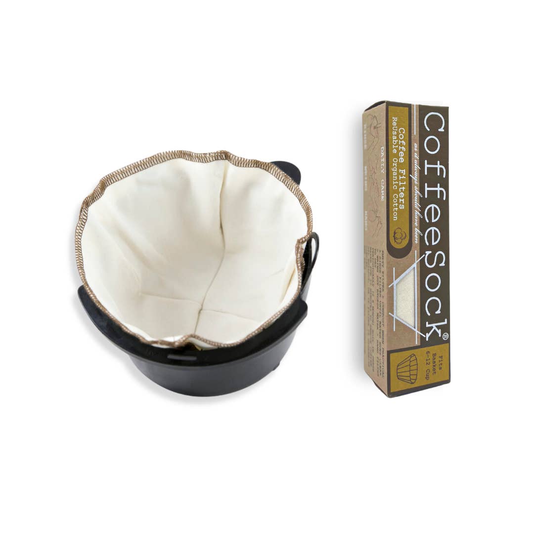 CoffeeSock - Wholesale Coffee Filter - Reusable Organic Cotton Coffee Filters - Basket 6-12 cup