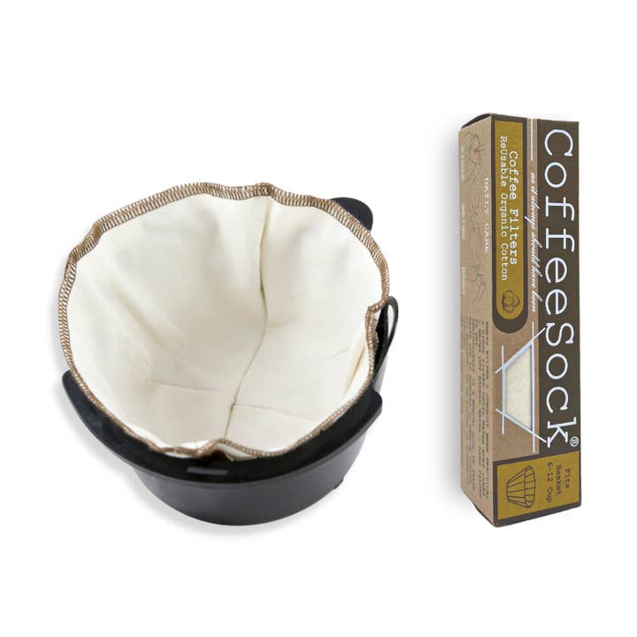 CoffeeSock - Wholesale Coffee Filter - Reusable Organic Cotton Coffee Filters - Basket 6-12 cup0
