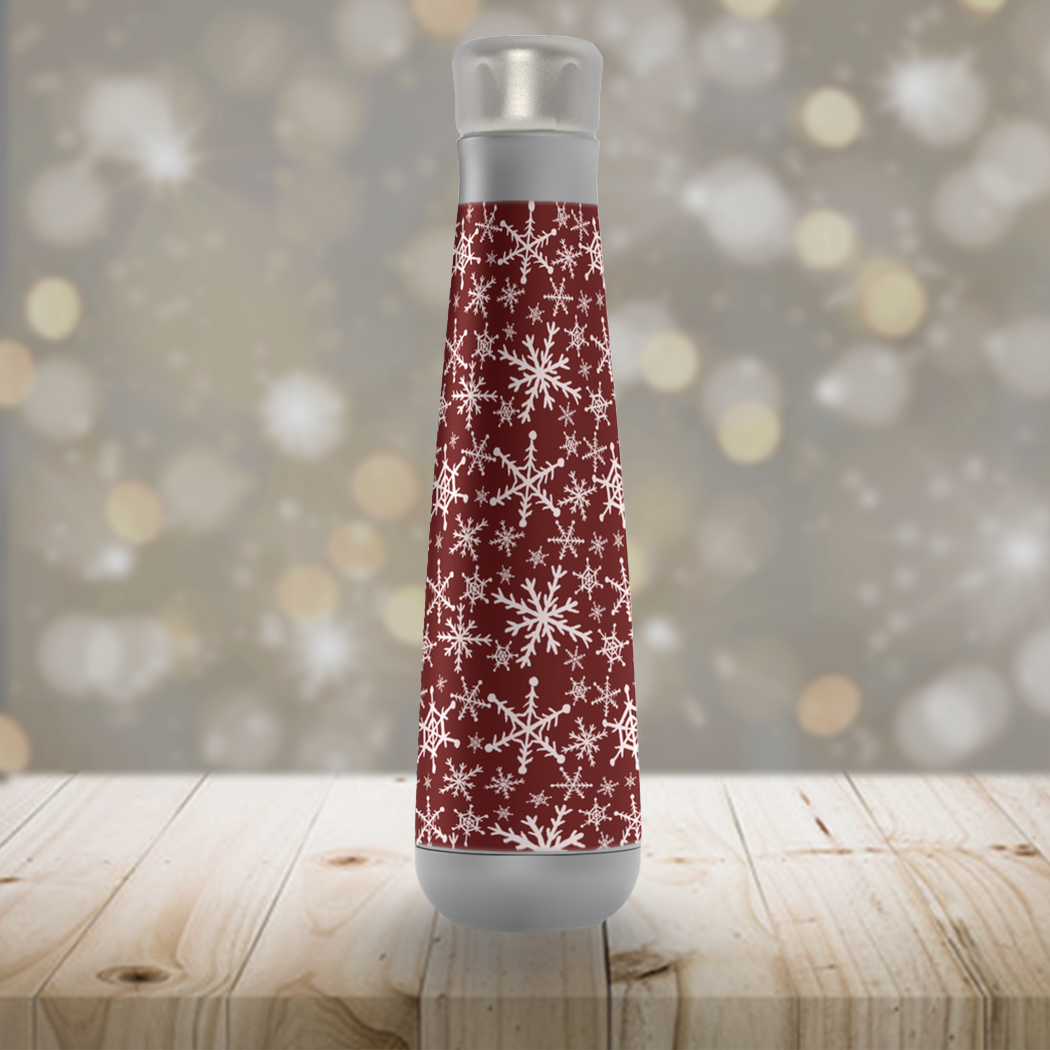 Lauren Ullrich Art - Wholesale Water Bottle - Red Snowflakes Water Bottle1