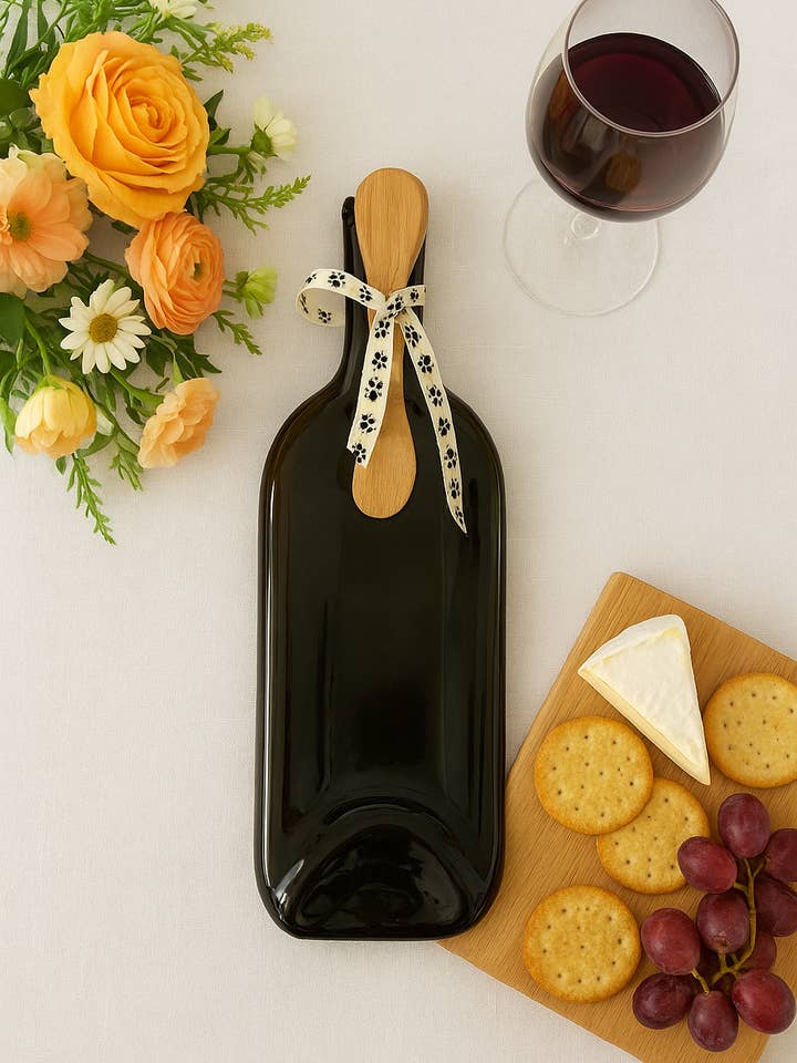 Single Slumped Wine Bottle Tray for wholesale by Rescued Whines