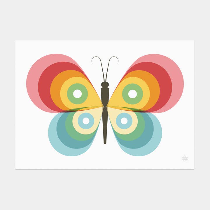 Showler and Showler - Wholesale Art Print - Rainbow Striped Butterfly Art Print3