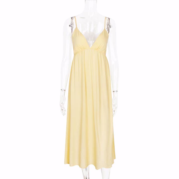 Yellow Slip resort maxi swing dress for wholesale on Faire