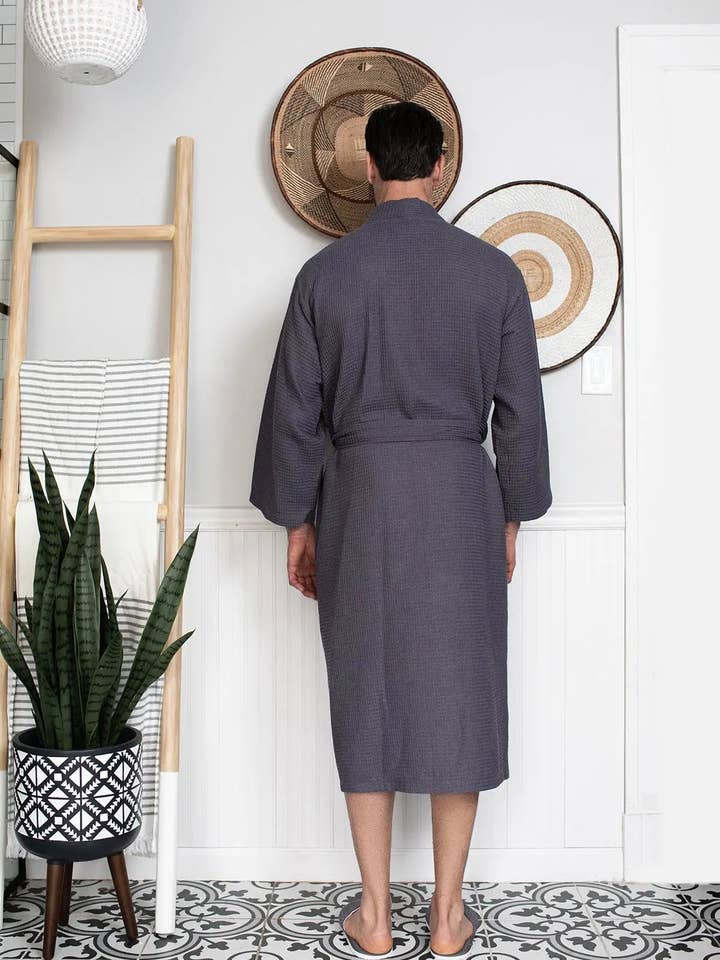 Lotus Linen - Vente Peignoir – homme - Peignoir de bain en nid d'abeille pour homme - Absorbant, léger21