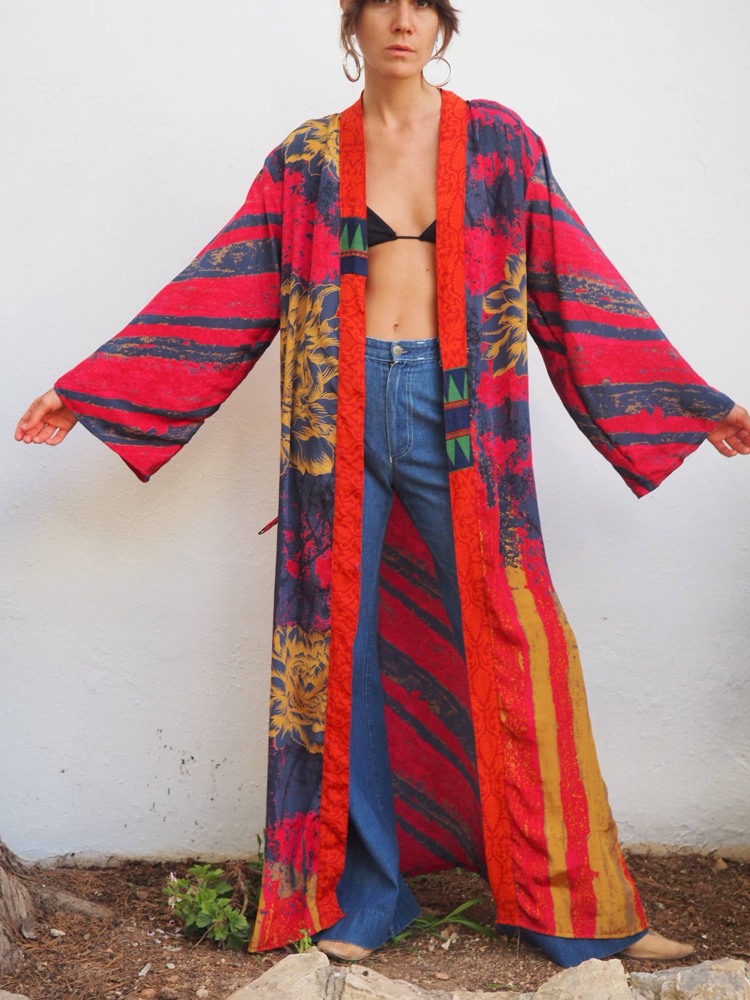 Vagabond Ibiza - Wholesale Kimono - Women's - The Kardash Kimono Long – Up-cycled Vintage Sari Kimono 13