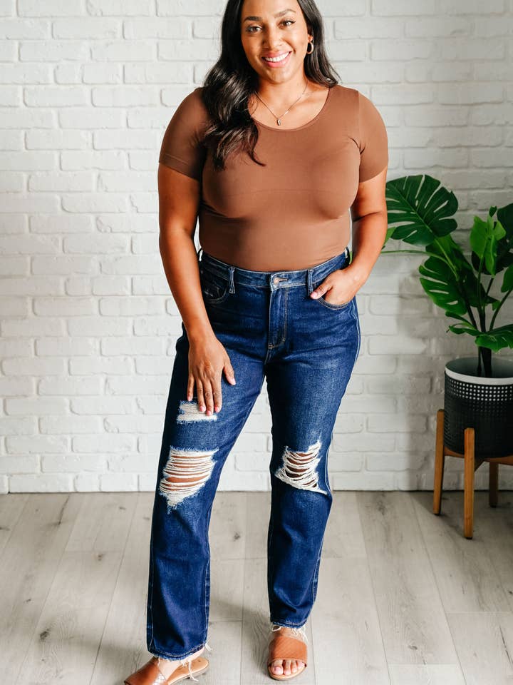 Avenue Wholesale - Wholesale Jeans - Women's - Judy Blue High Rise Rigid Magic Distressed Straight Jeans2