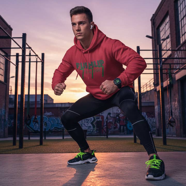 Sudadera con capucha gráfica Push-Up 777 para entusiastas del fitness para venta al por mayor de RC'nSONS