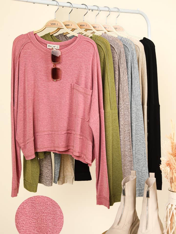 VERY J - Wholesale Knit Top - Women's - NT11330-Oversized Casual Knit Top
