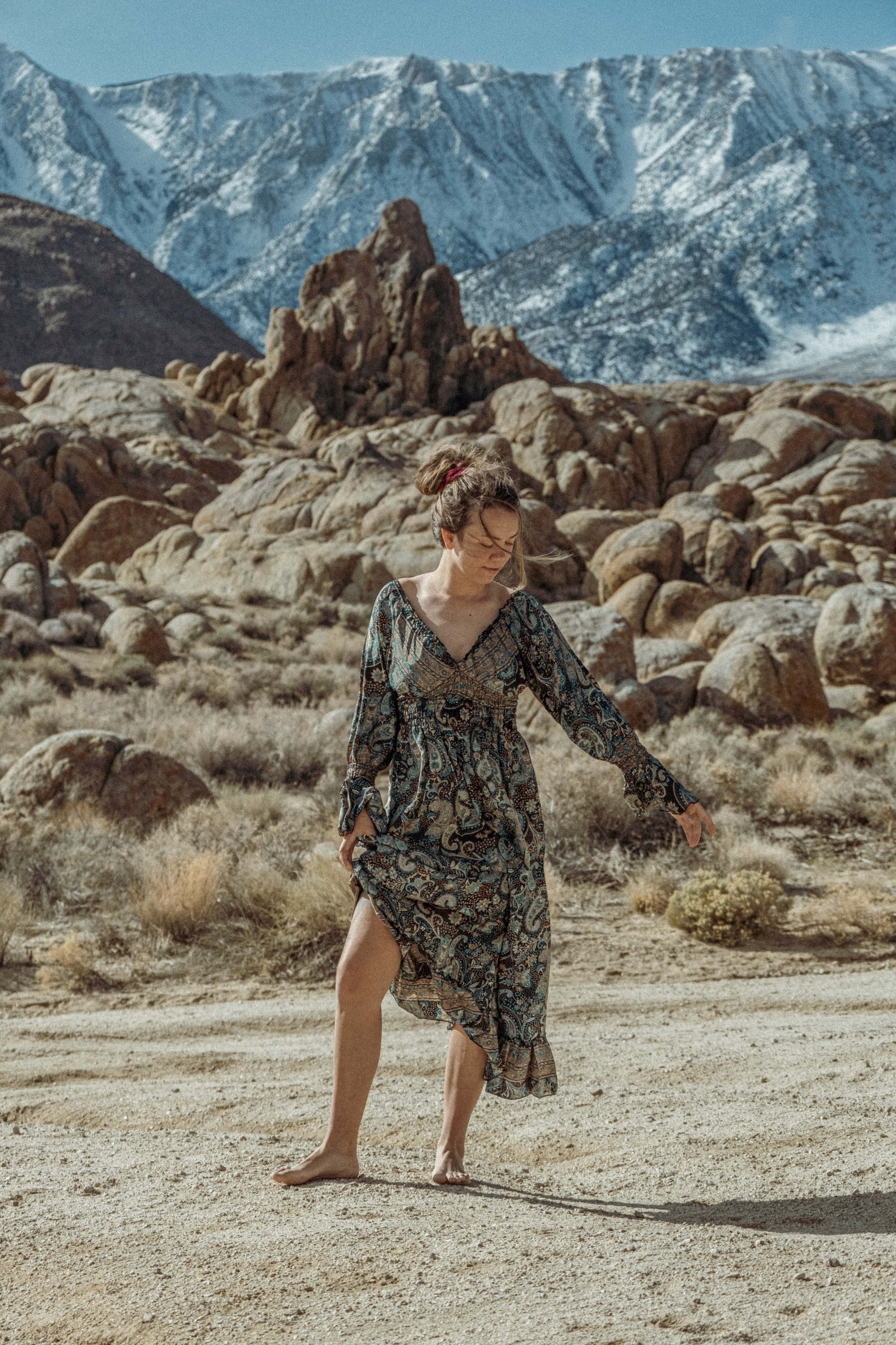 Gardenbelle Shop - Wholesale Dress - Women's - Whimsigoth Bohemian Midi Dress, Bell Sleeve Dress7