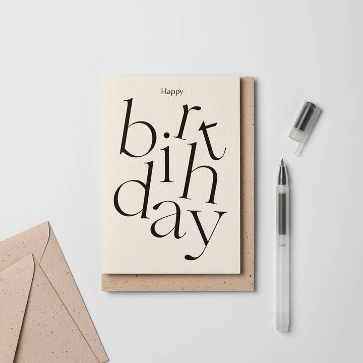 Kinshipped - Wholesale Birthday Card - Serif Type Happy Birthday Card