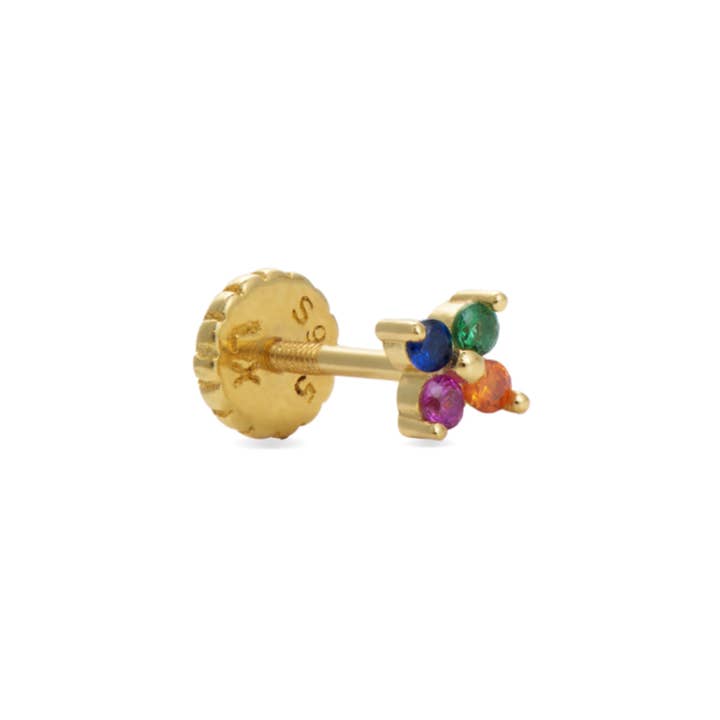 Piercing Luxenter in argento 925 con zirconia multicolore e finitura in oro giallo 18K - Phanvi per la vendita all'ingrosso da parte di Luxenter