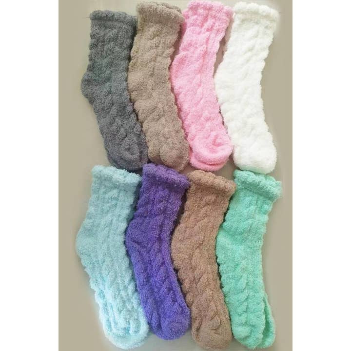 ASSORTED Solid Cable Pattern Cozy Socks Set for wholesale on Faire