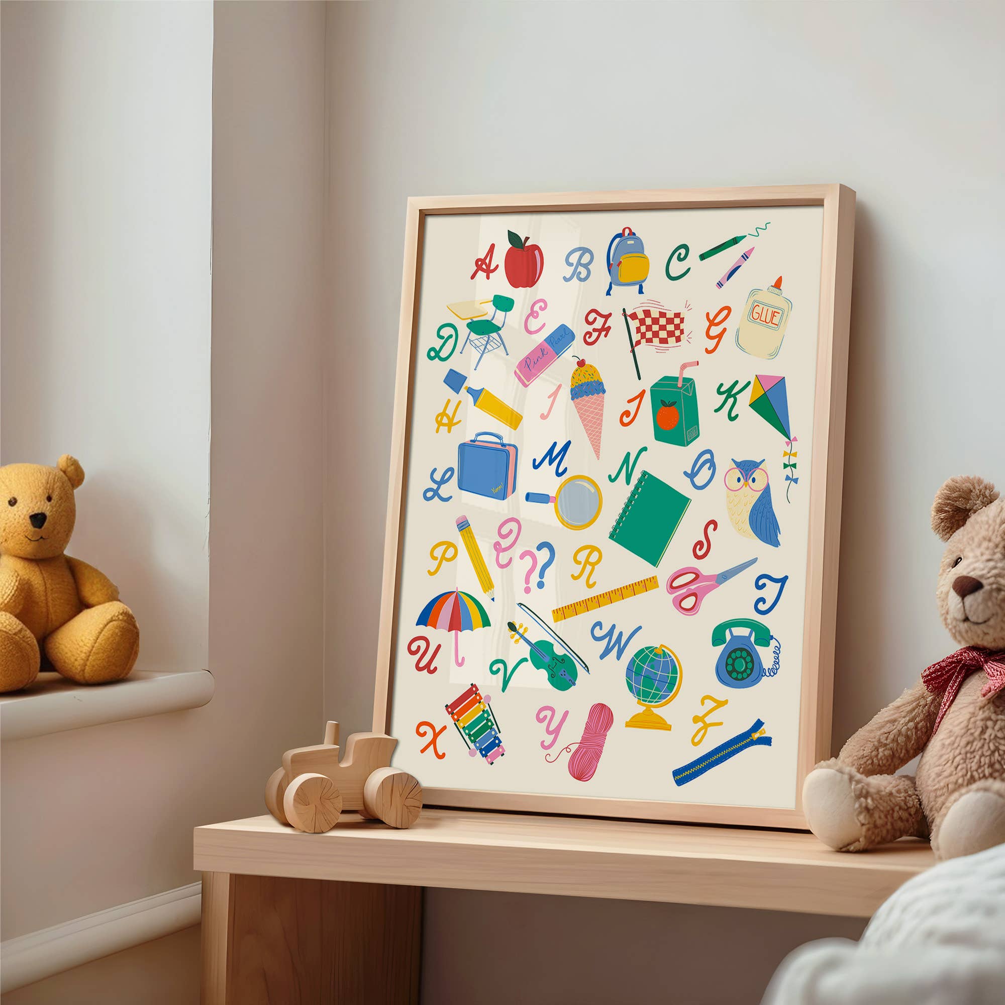 DorothyDear - Wholesale Art Print - School Supplies Alphabet Wall Art Print3