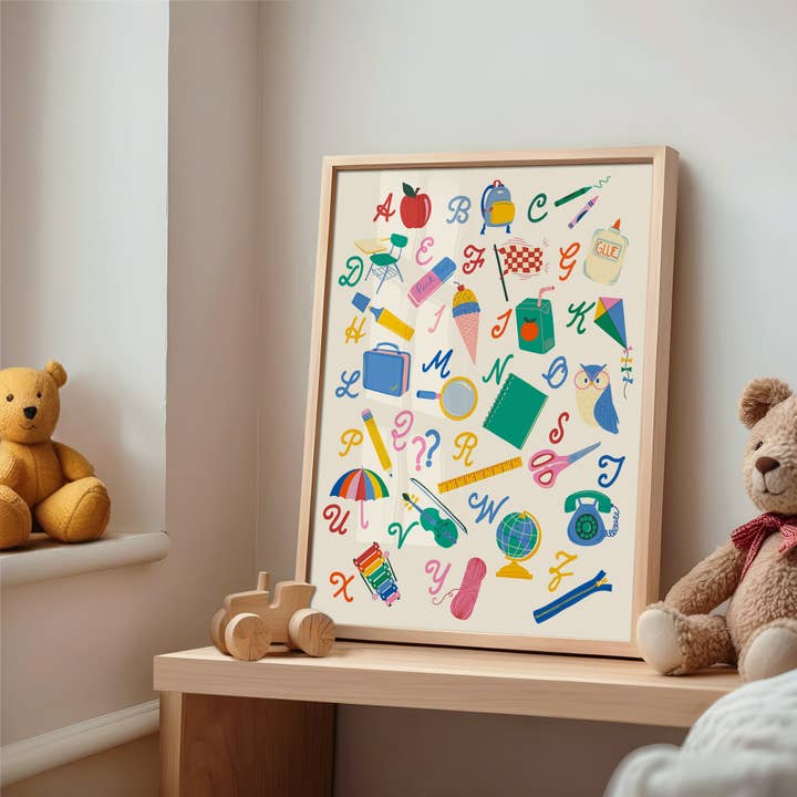 DorothyDear - Wholesale Art Print - School Supplies Alphabet Wall Art Print3