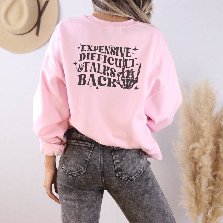 Trendznmore – wholesale Graphic sweatshirt – Women’s – Expensive Difficult and Talks Back Crewneck Sweatshirt