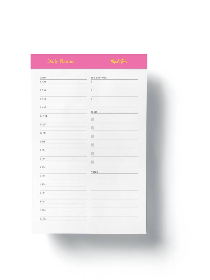 Aftagelig Daglig Planlægningsblok Udateret | A5 Størrelse for engroshandel hos Yop & Tom | Journals, Notebooks & Planners