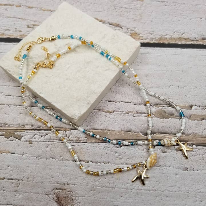 Summer Sea Star Beach Shell Conch frøperlehalskæde for engroshandel hos Treasure Wholesale