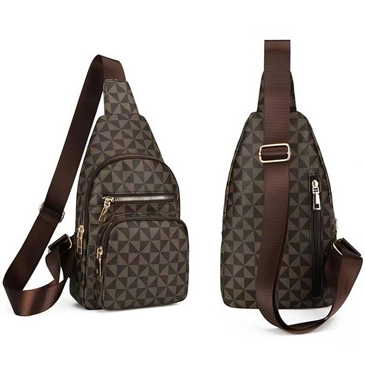 Monogram Vegan Leather Crossbody Chest Bag Sling Bag for wholesale by Diacly