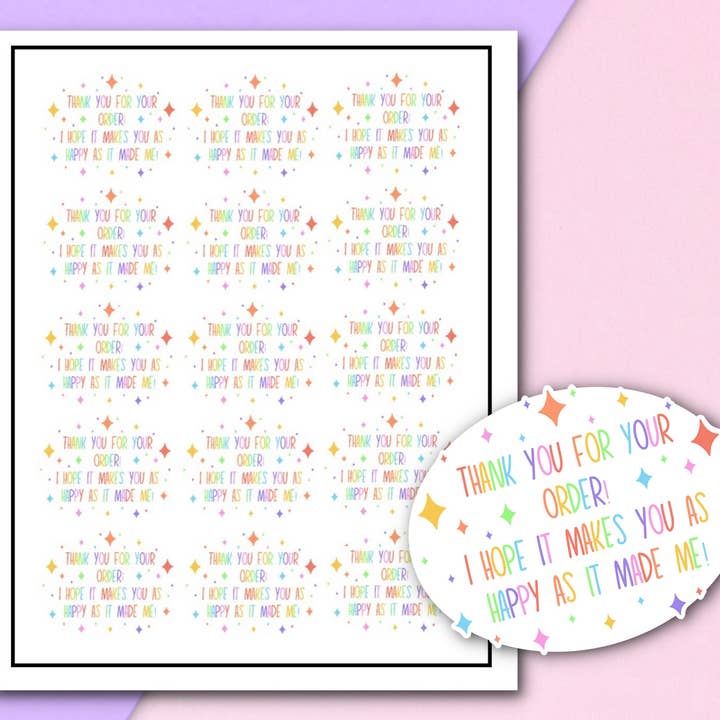 FuzziesArtDesigns - Vente Autocollant - Autocollants d'emballage Merci pour votre commande | Rose