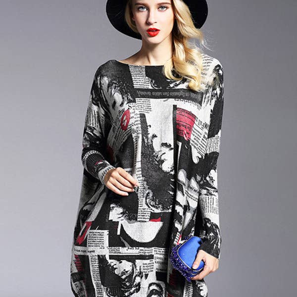 Urban lös One-Shoulder Tryckt Delad Tröja för wholesale av UZ Wholesale Store