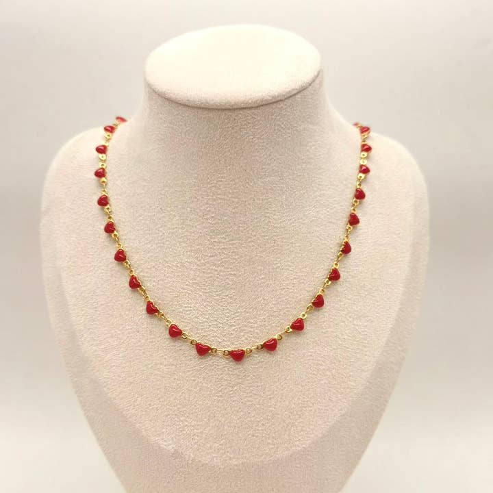 Collana cuori rossi lungo tutto per la vendita all'ingrosso da parte di joya