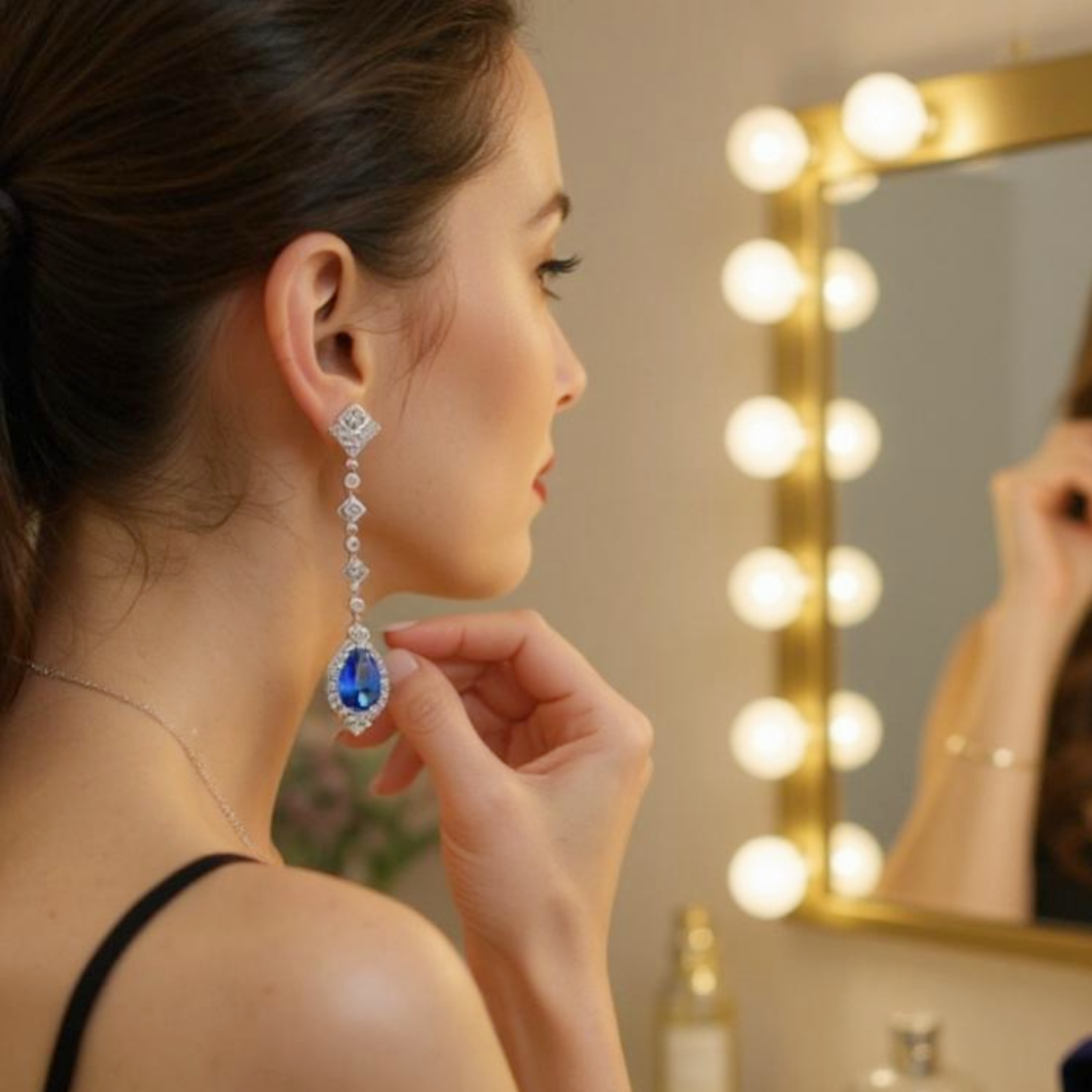 Athena Bridal Jewellery - Wholesale Dangle Earrings - CZCOLLECTION - STARLET CHANDELIER EARRINGS -CZER670 SAPPHIRE0