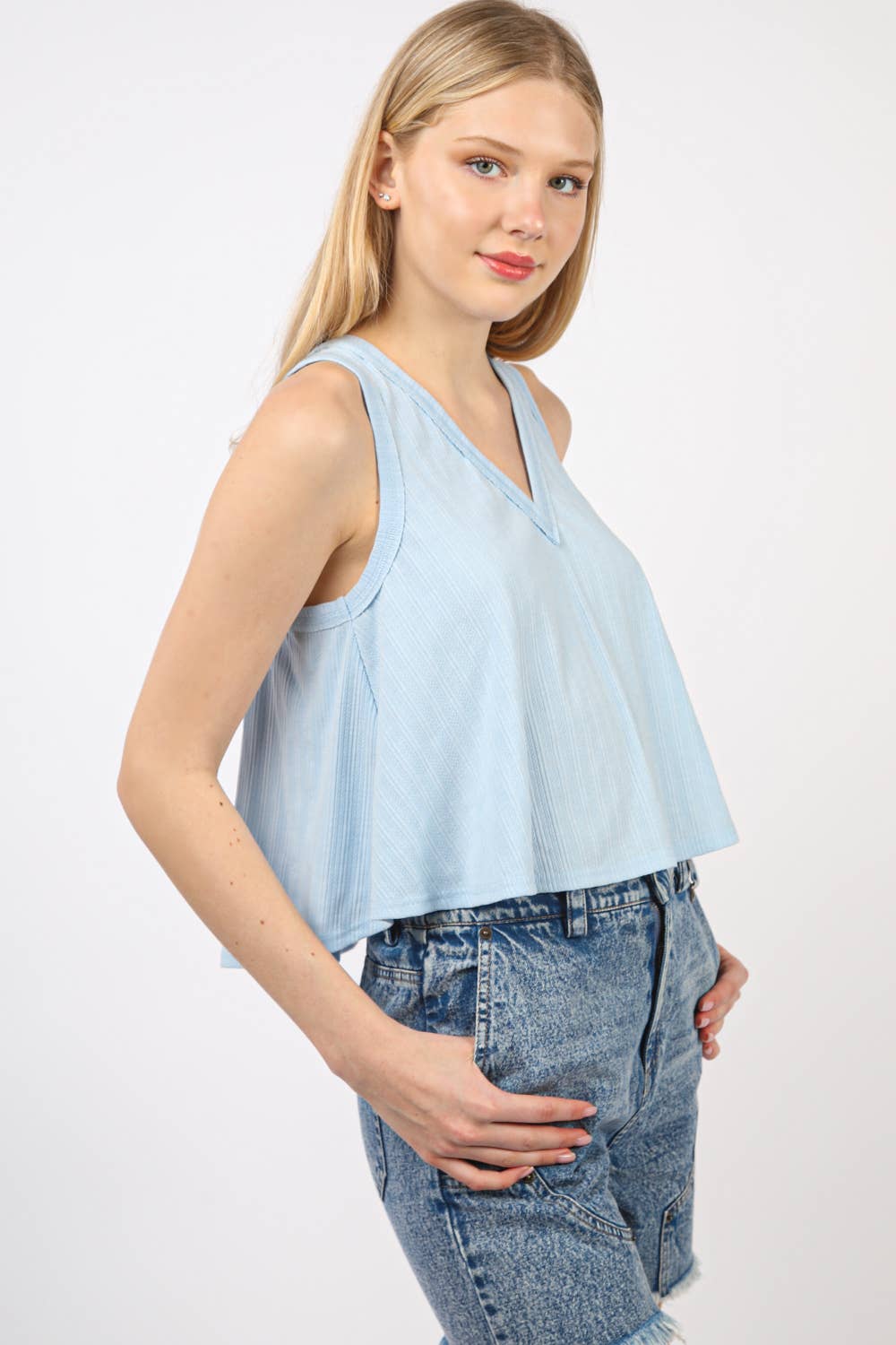 VERY J - Wholesale Knit Top - Women's - NT11632-Sleeveless Soft Knit Swing Crop Top10