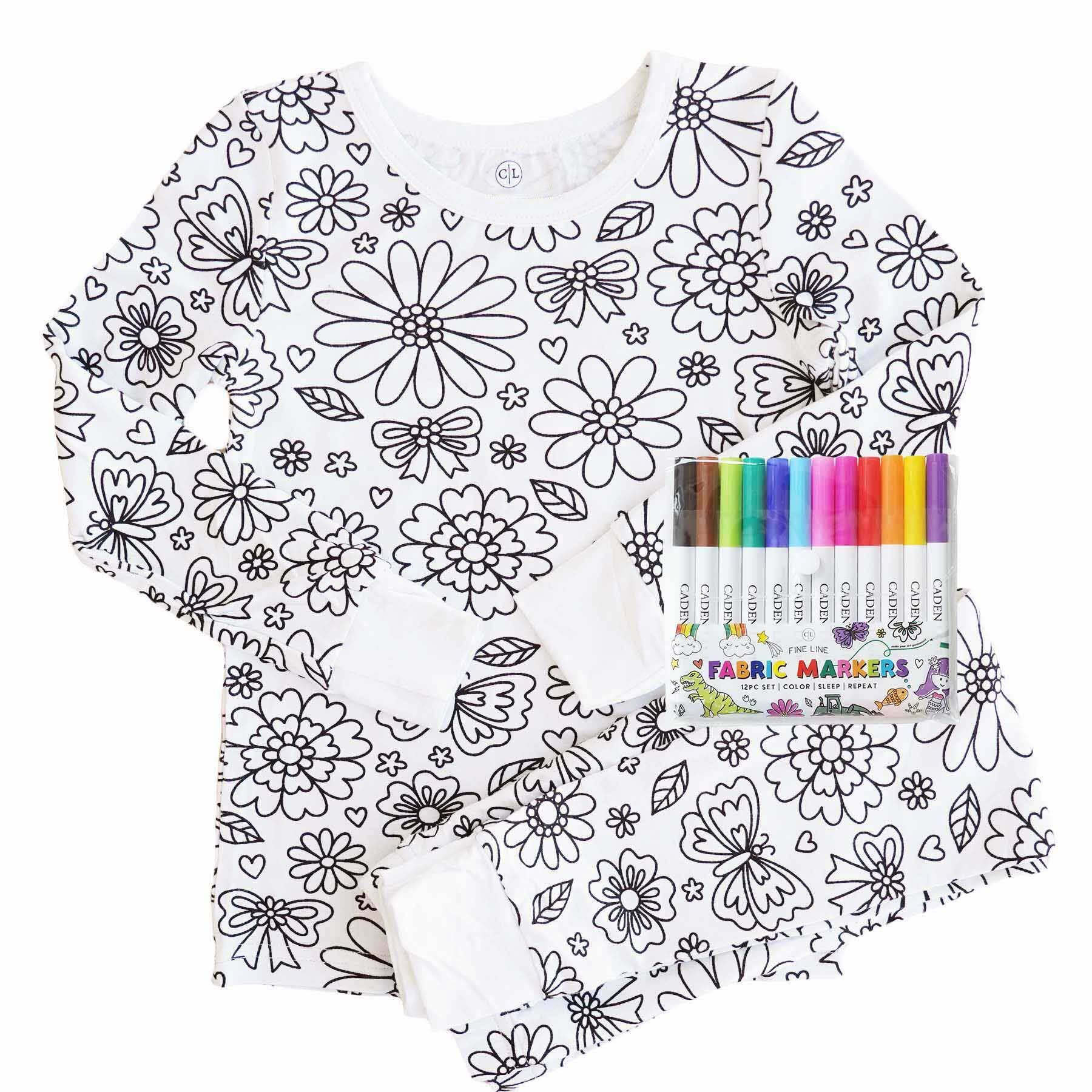 Caden Lane - Wholesale Sleepwear Set - Kids - Colorable Two Piece Pajama Set | Floral Flutter1