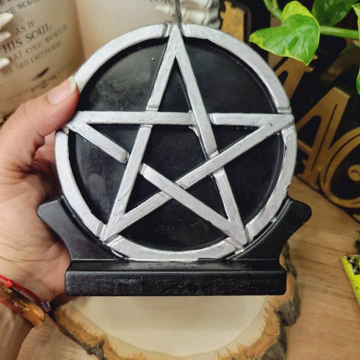 Big Pentagram Candle, Black and Gold Pentagram Candle Silver, and Black Candle Altar Decoration for wholesale by My Magic Place Shop