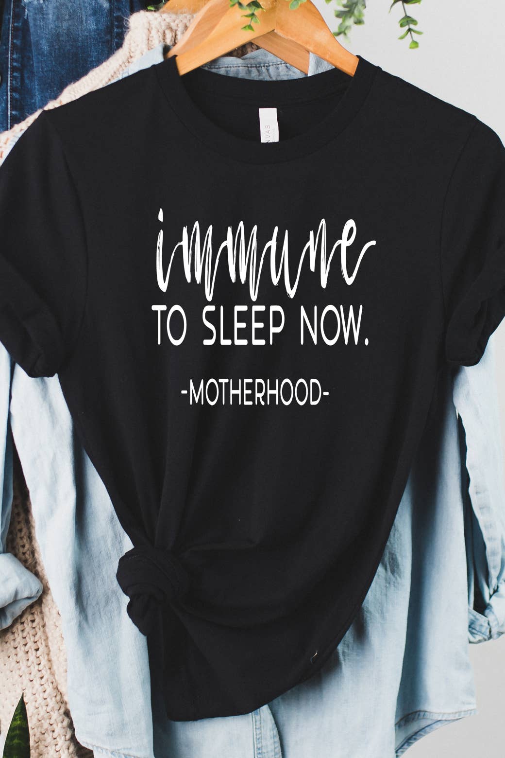 Cali Boutique Wholesale - Wholesale Screen Printed T-Shirt - Women's - Immune To Sleep Now Motherhoood Graphic Tee2