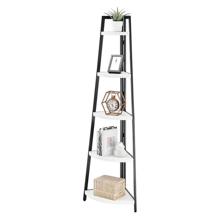 Danya B - Wholesale Free Standing Shelf - Free-Standing 5-Tier Pyramid Corner Shelf with Metal Frame5
